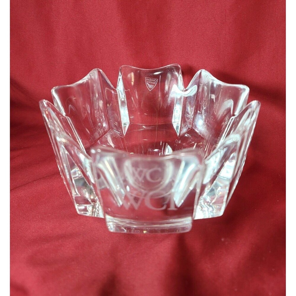Orrefors Sweden Ashtray Trinket Bowl Corona By Lars Hellsten Crystal Signed VTG